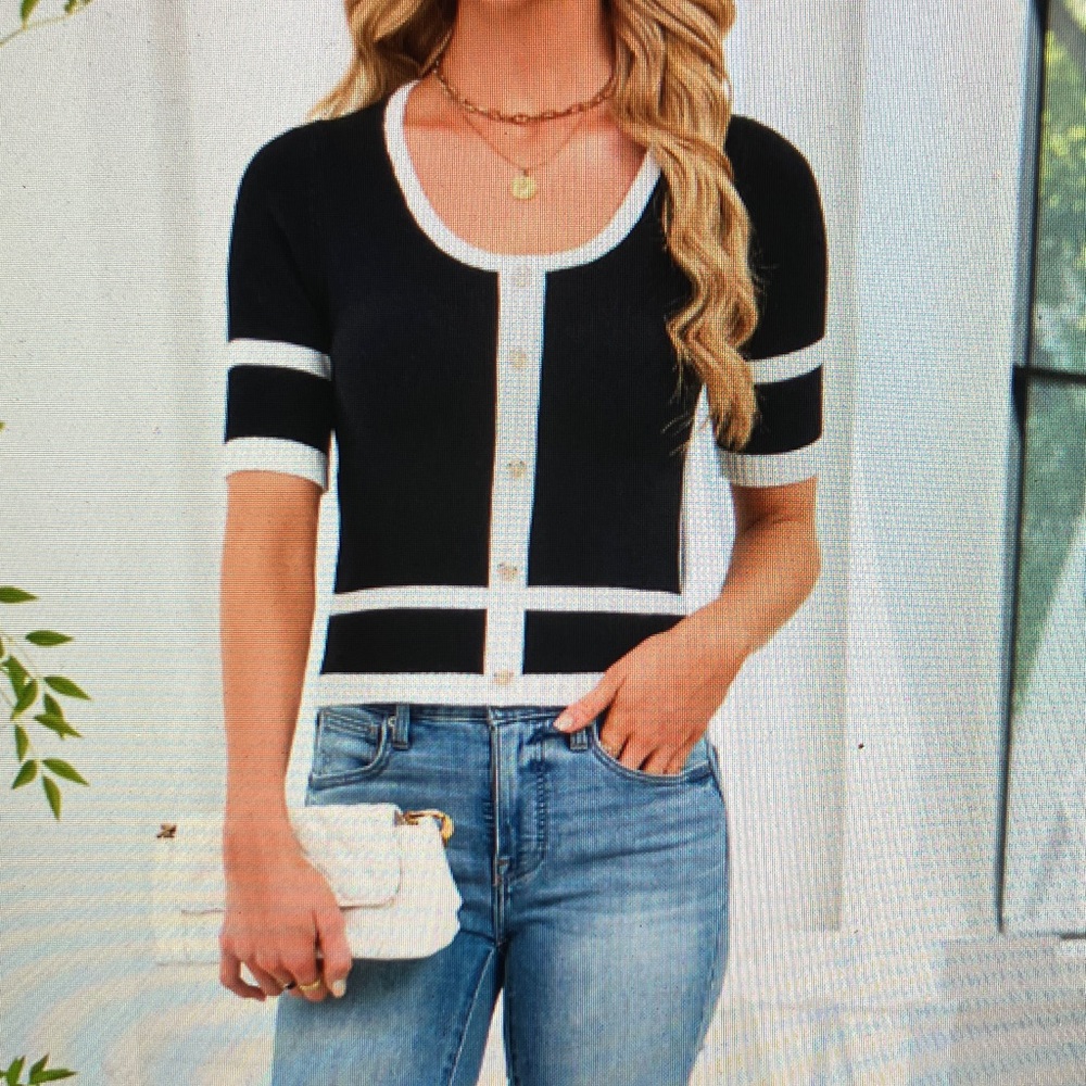 Elegant Black and White Women's Top
